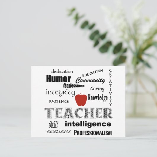 Lehrerin Pride+Red Apple/Textentwurf Postkarte (Stehend Vorderseite)