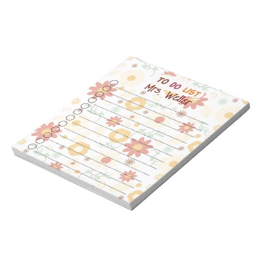 Lehrerin Principal Fall florale Gewohnheit zu tun Notizblock (Rotiert)
