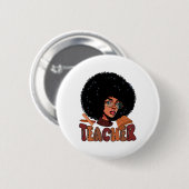 Lehrerin Proud Job Team Kostüm Afro Man Black Hist Button (Vorne & Hinten)