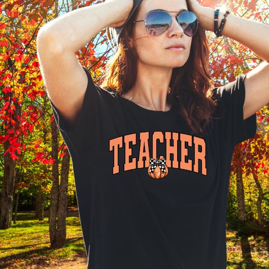 Lehrerin Pumpkin Kariert T-Shirt