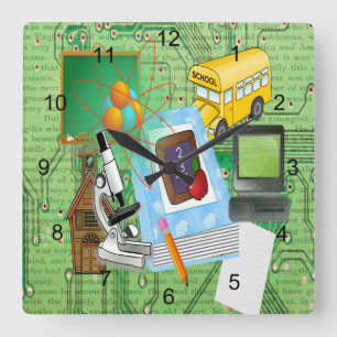 Lehrerin Quadratische Wanduhr