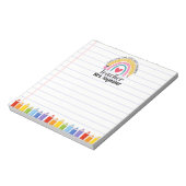 Lehrerin Rainbow Crayons Schule versorgt Regenboge Notizblock (Rotiert)