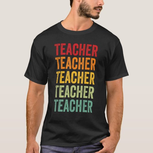 Lehrerin Rainbow Text Lehrerin farbenfroh T-Shirt (Vorderseite)