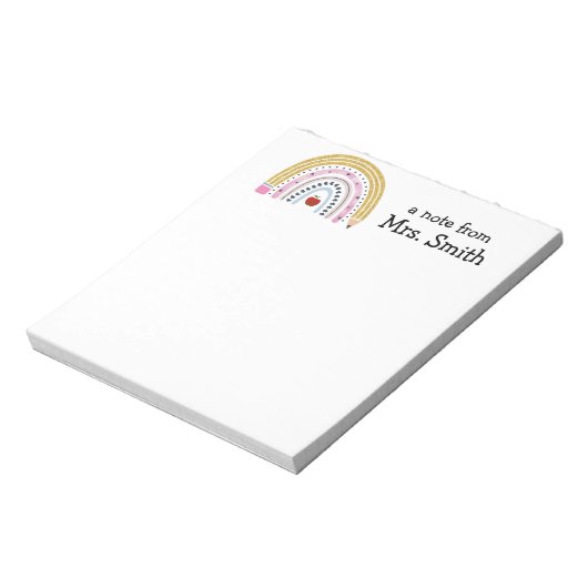 Lehrerin Regenbogenstift "A Note From" Notepad Notizblock (Rotiert)