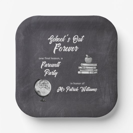 Lehrerin Rentenkasse Blackboard Nostalgie Pappteller (Vorderseite)