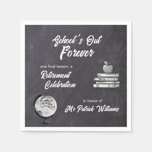 Lehrerin Rentenkasse Blackboard Nostalgie Serviette (Vorderseite)