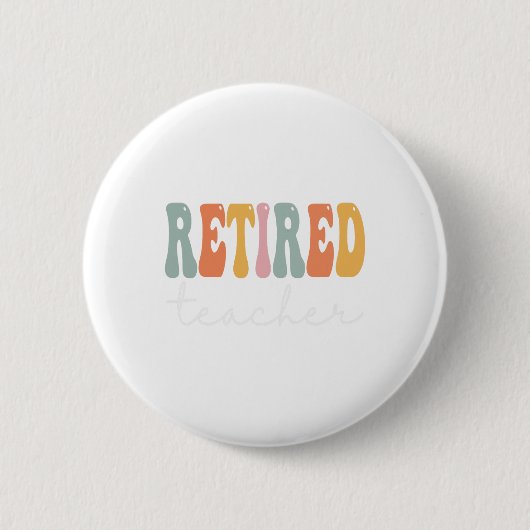 Lehrerin Retro Groovy Frauen glücklich ersten Tag Button (Vorderseite)