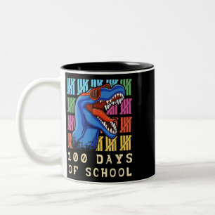 Lehrerin Roar Student 100. Tag Dinosaurier 100 Tag Zweifarbige Tasse