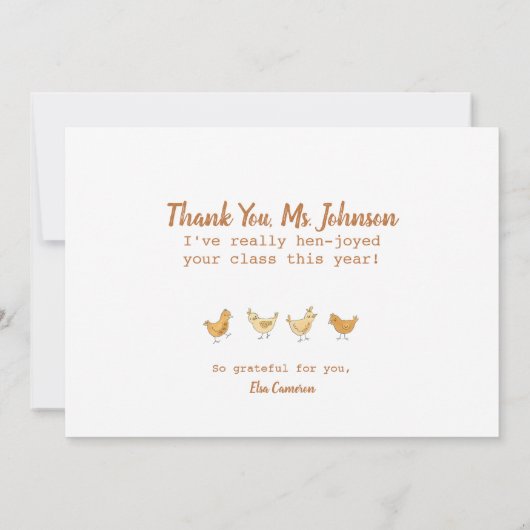 Lehrerin schätzt Hen und Chicks Funny Karte (Rückseite)