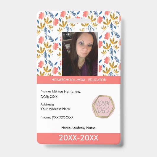 Lehrerin Schulschule Mama Ausweis Botanische Schul (Vorderseite)