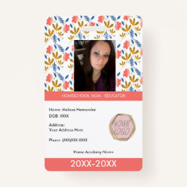 Lehrerin Schulschule Mama Ausweis Botanische Schul