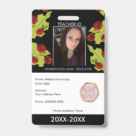 Lehrerin Schulschule Mama ID Lady Bugs Ausweis (Vorderseite)