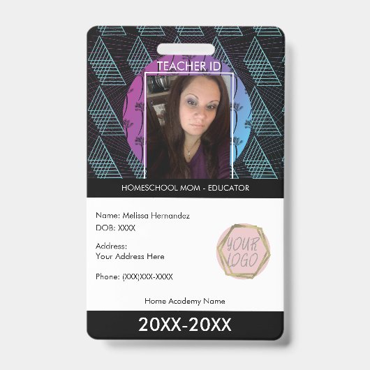 Lehrerin Schulschule Mama ID Tropical Shape Ausweis (Vorderseite)