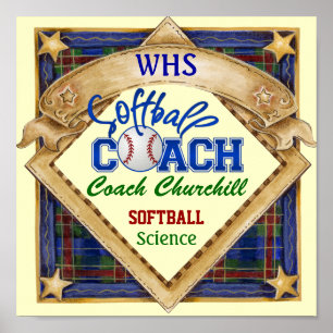 Lehrerin Softball Coach Sign - Door Poster - SRF