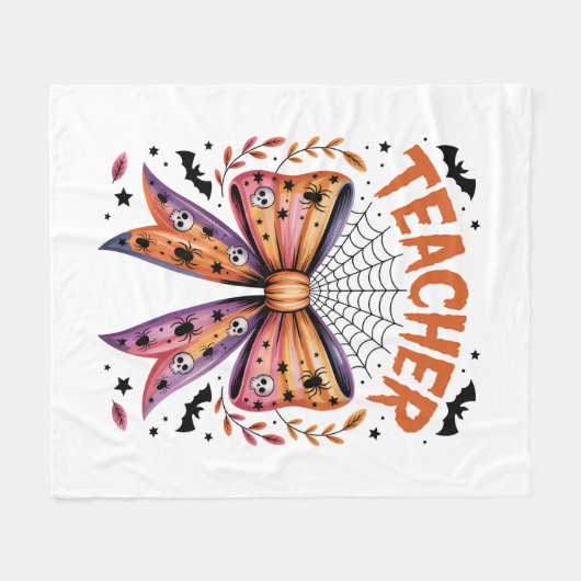 Lehrerin Spooky Halloween Fleecedecke (Vorderseite (Horizontal))