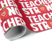 Lehrerin stark mit rotem Apple Geschenkpapier (Rolleneckpunkt)