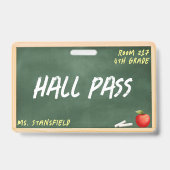 Lehrerin Student Bad Hall Pass Chalkboard Ausweis (Vorderseite)