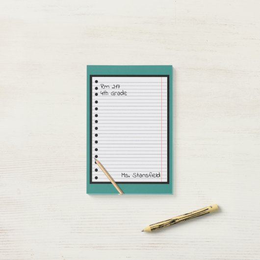 Lehrerin Student Papier Klasse Lose Leaf Papier Post-it Klebezettel (Auf Schreibtisch)