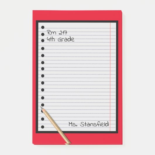 Lehrerin Student Papier Klasse Lose Leaf Papier Post-it Klebezettel (Vorderseite)