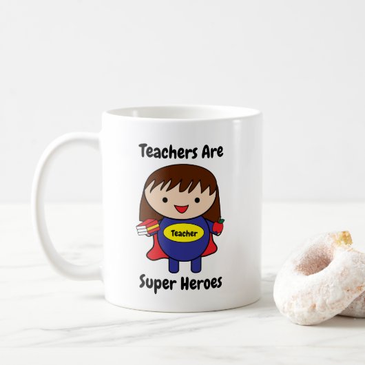 Lehrerin Super Hero Niedlich Personalize Kaffeetasse (Mit Donut)