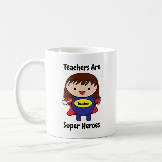 Lehrerin Super Hero Niedlich Personalize Kaffeetasse (Links)