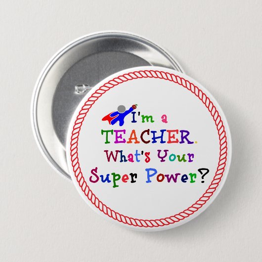 Lehrerin Superhero Button (Vorne & Hinten)