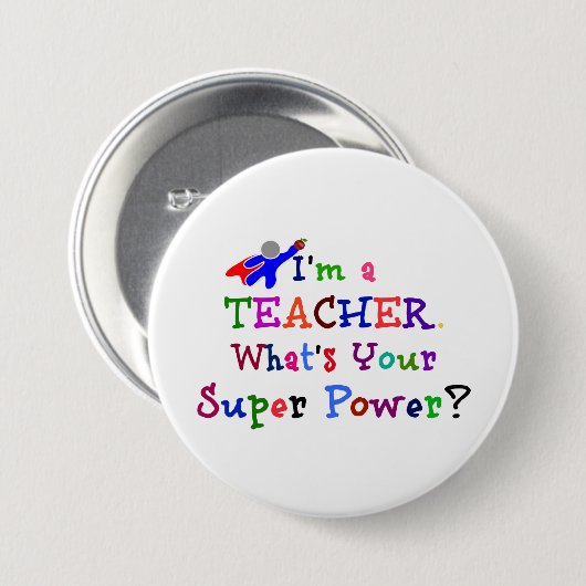 Lehrerin Superhero Button (Vorne & Hinten)
