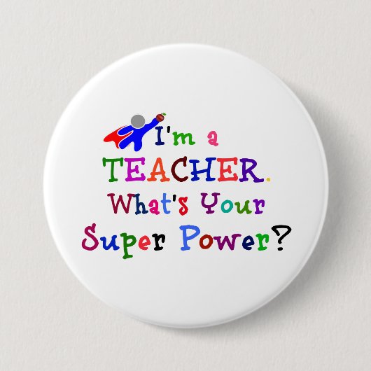 Lehrerin Superhero Button (Vorderseite)