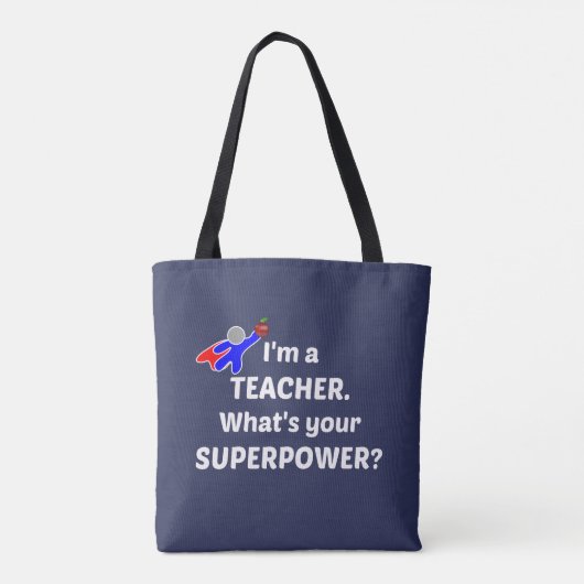 Lehrerin Superhero Tasche (Rückseite)