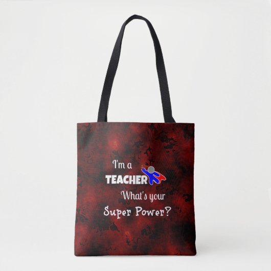Lehrerin Superhero Tasche (Vorderseite)