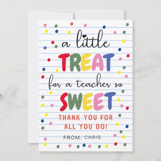 Lehrerin Sweet Leckerei Tag, Lehrerbewertung Dankeskarte (Vorderseite)