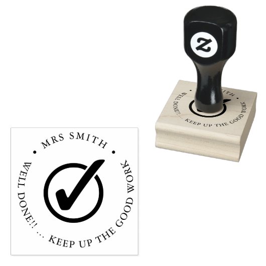 Lehrerin tickt gut gemachte Hausaufgaben Gummistempel (Stempel)