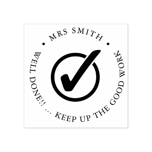 Lehrerin tickt gut gemachte Hausaufgaben Gummistempel (Prägung)