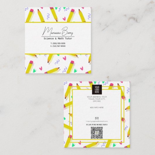 Lehrerin Tutor HomeSchool Bildung Quadratische Visitenkarte (Vorne/Hinten)