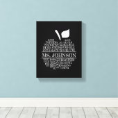 Lehrerin Typografie Apple in Schwarz-Weiß Leinwanddruck (Insitu (Holzboden))