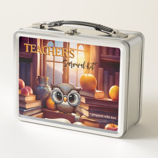 Lehrerin Überlebenskit Bücher Äpfel Metall Brotdose (Vorderseite)