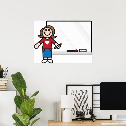 Lehrerin und Whiteboard Poster (Heimbüro)