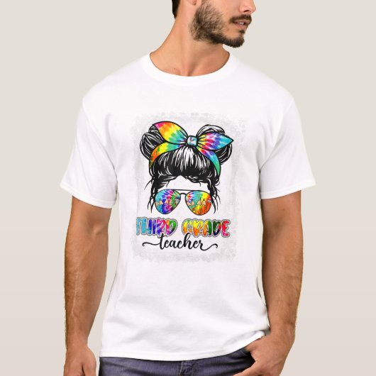 Lehrerin Unordentlicher Knoten Tie Dye T-Shirt (Vorderseite)