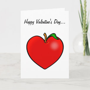 Lehrerin Valentine Heart Apple Feiertagskarte