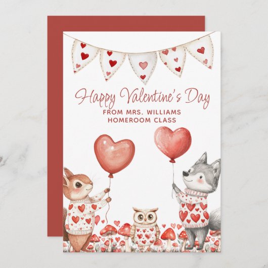 Lehrerin Valentine in der Klasse Feiertagskarte (Vorne/Hinten)