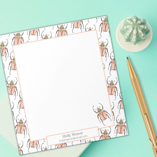 Lehrerin Valentine Personalisiert Käfer Liebe Bug Notizblock