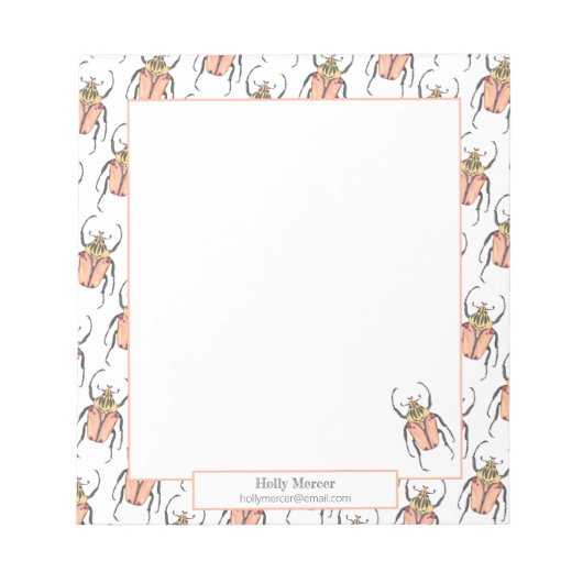 Lehrerin Valentine Personalisiert Käfer Liebe Bug Notizblock (Vorderseite)