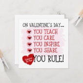 Lehrerin Valentine, Sie regieren Lehrerin Karte (Vorderseite/Rückseite Beispiel)