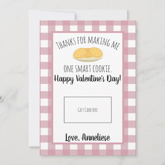 Lehrerin Valentine Smart Cookie Geschenkkarte Dankeskarte (Vorderseite)