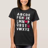 Lehrerin Valentine's Day Abc I Liebe Sie Alphabet T-Shirt (Vorderseite)