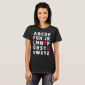 Lehrerin Valentine's Day Abc I Liebe Sie Alphabet T-Shirt (Vorne ganz)