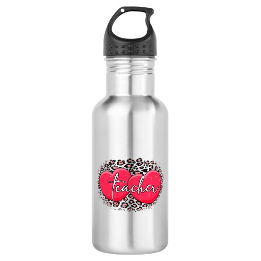Lehrerin Valentinleopard Edelstahlflasche (Vorderseite)