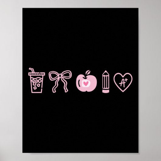 Lehrerin Valentinstag Coquette Herzen Eiskaffee Poster (Vorne)