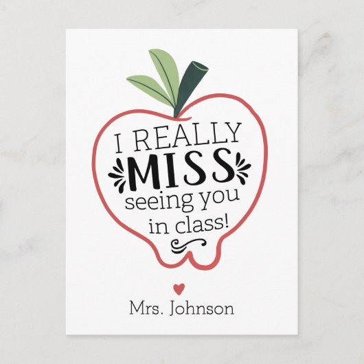 Lehrerin vermisse dich in der Klasse Postkarte seh (Vorderseite)
