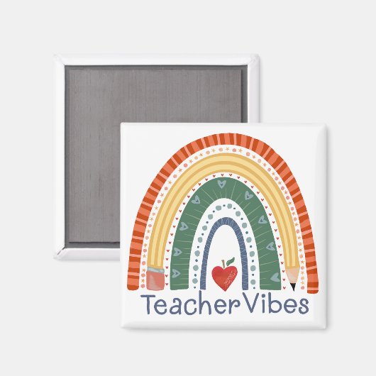 Lehrerin Vibes Fun Rainbow Inspirivity Magnet (Vorderseite/Rückseite)